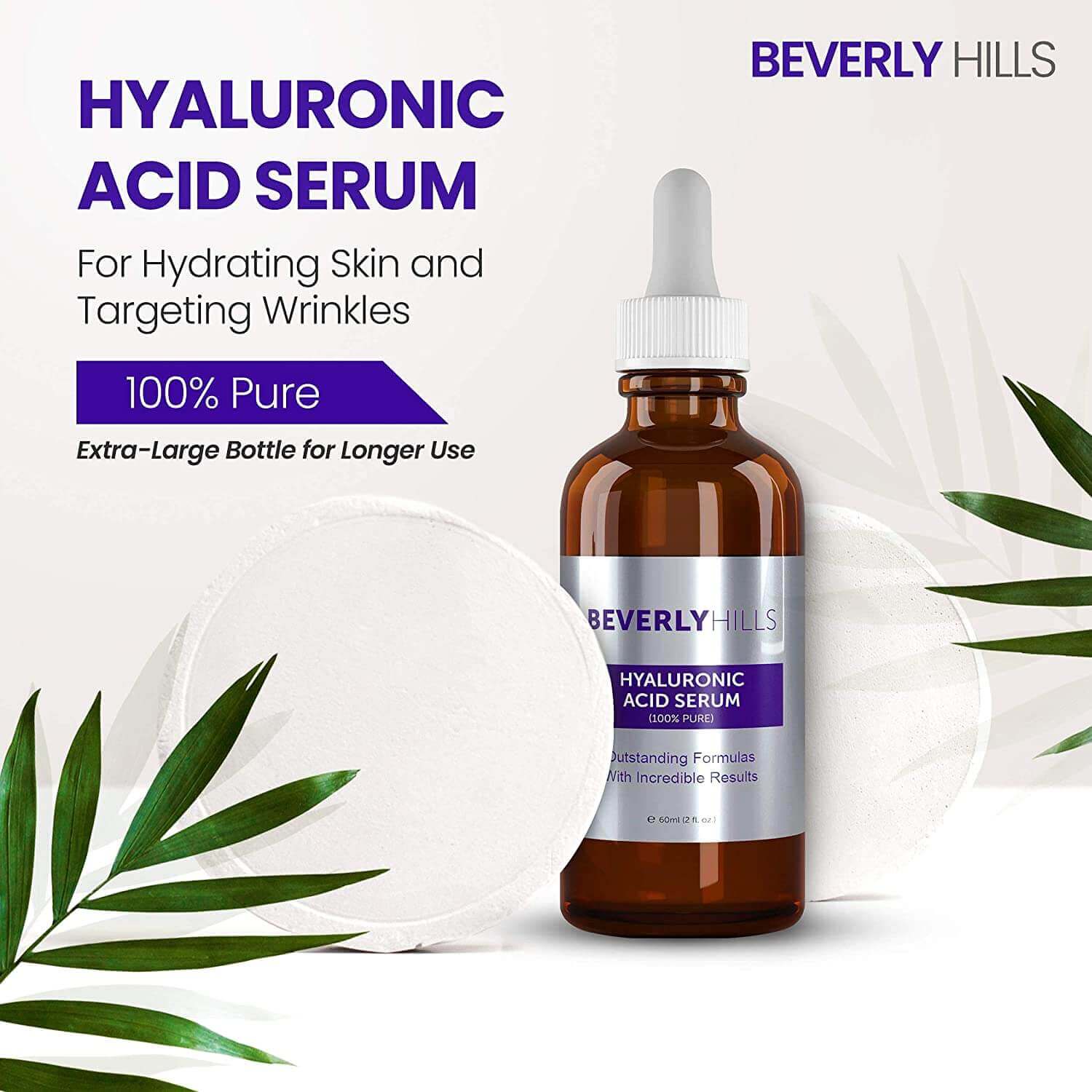 Hyaluronic Acid Serum 100% pure, extra-large 60ml bottle