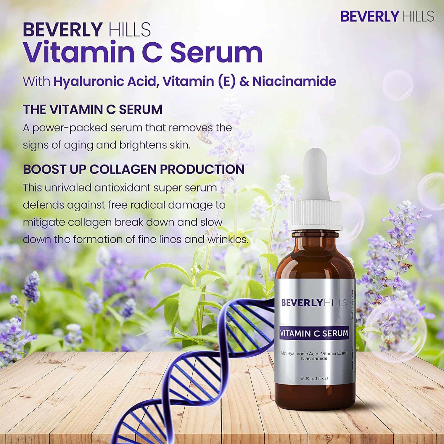 Beverly Hills Vitamin C Serum with Hyaluronic Acid, Vitamin E and Niacinamide