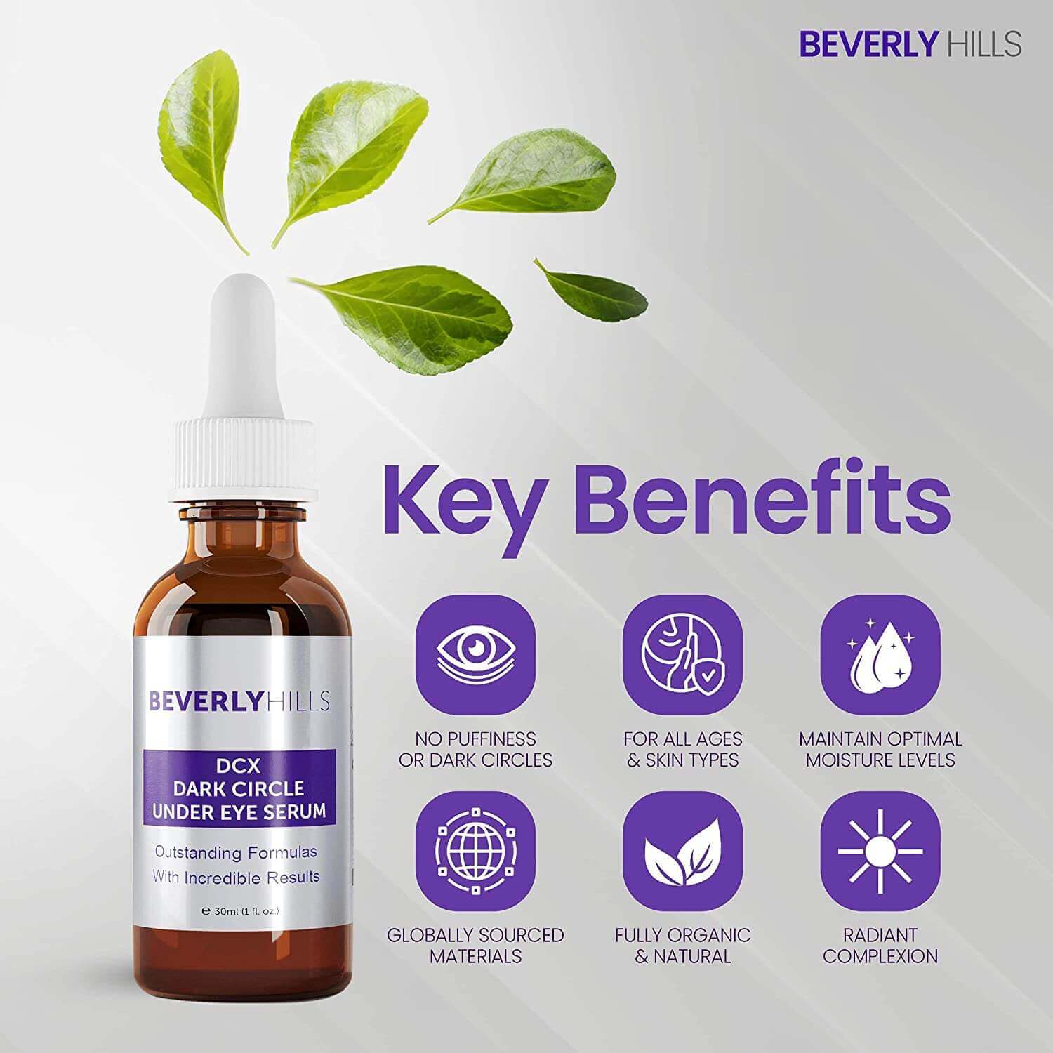 DCX Under Eye Serum key benefits including puffiness and moisture
