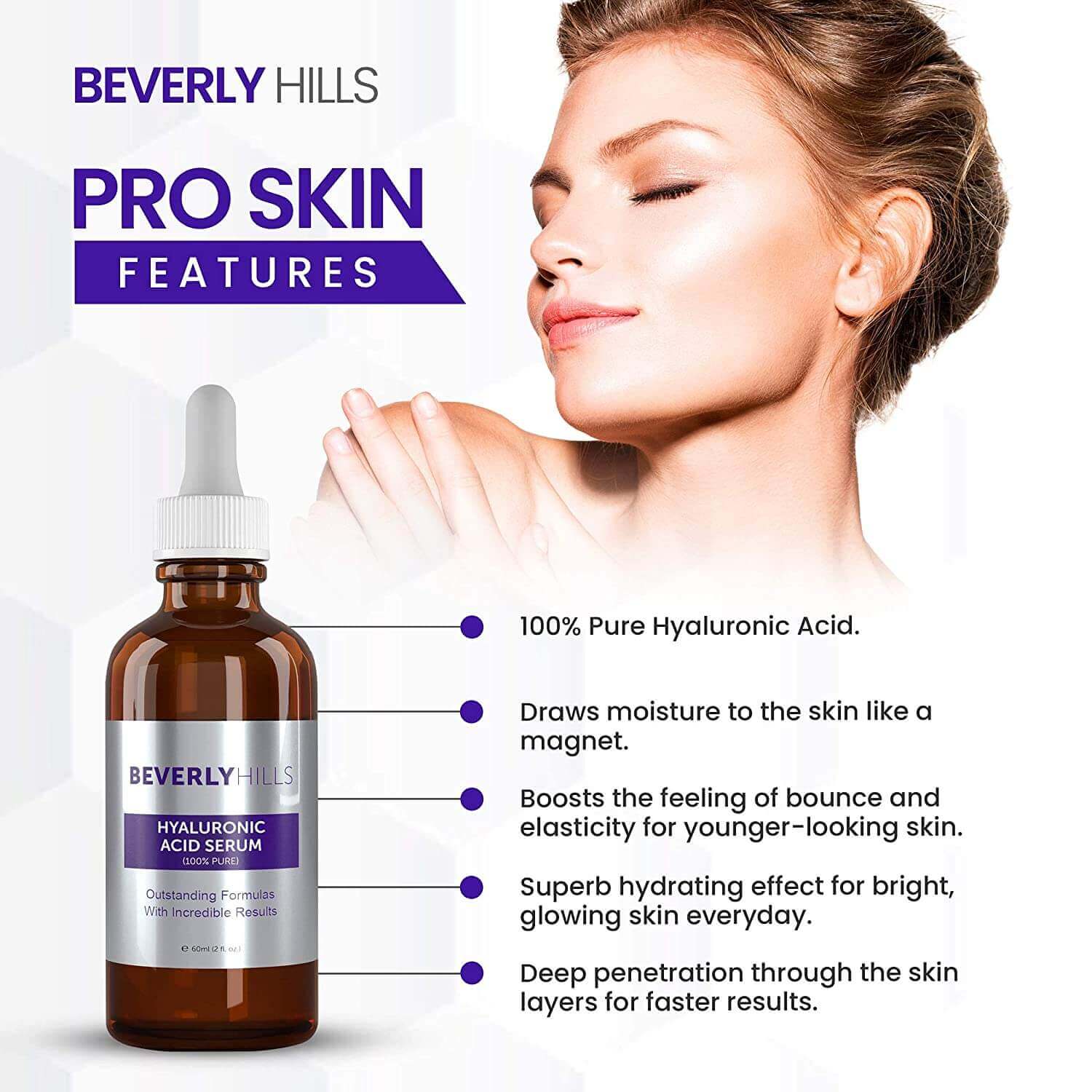 Pro skin features of the Beverly Hills Hyaluronic Acid Serum